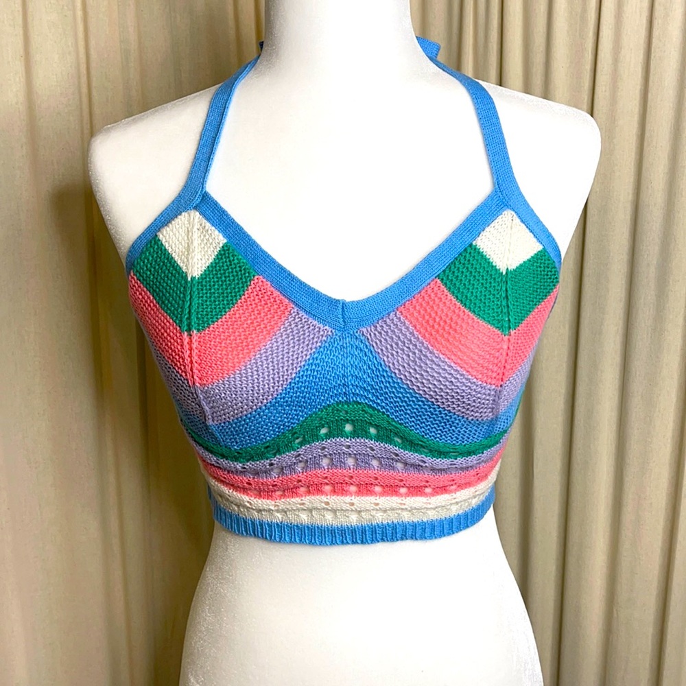 EUC- ASOS- RARE!! Boho STRADIVARIUS- CROCHETED CROP TOP Festival top! Hippie